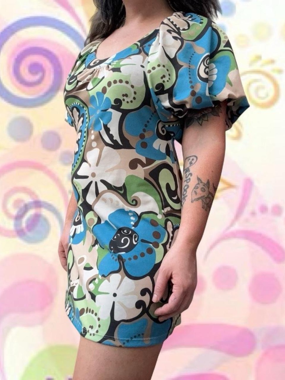 RARE vtg y2k floral mini dress - splurge, sz xs, can fit sm fairycore